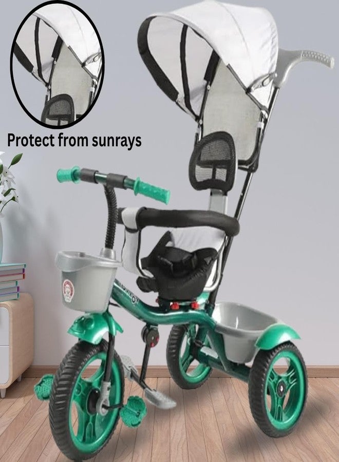 Maanit Kids Tricycle with Canopy, Dual Storage Basket & Parental Handle Control - Comfort Seat, Ages 1.5-5 Years - Toddler Tricycle, Baby Cycle with Easy Steering (Green) - Image 2